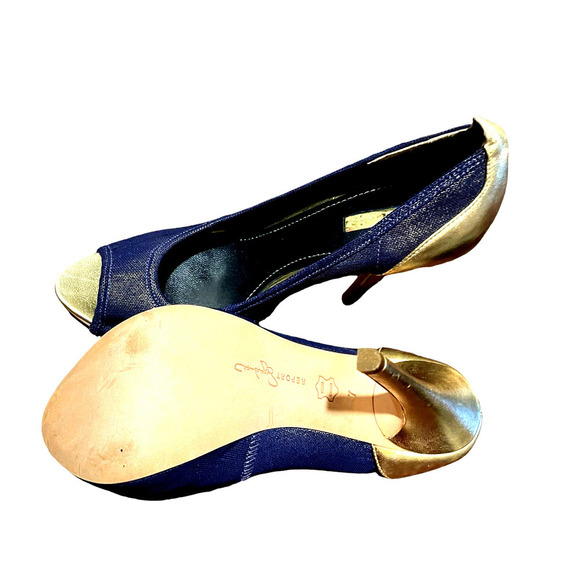 REPORT Signature Blue Metallic and Gold PeepToe Heel - Picture 3 of 4